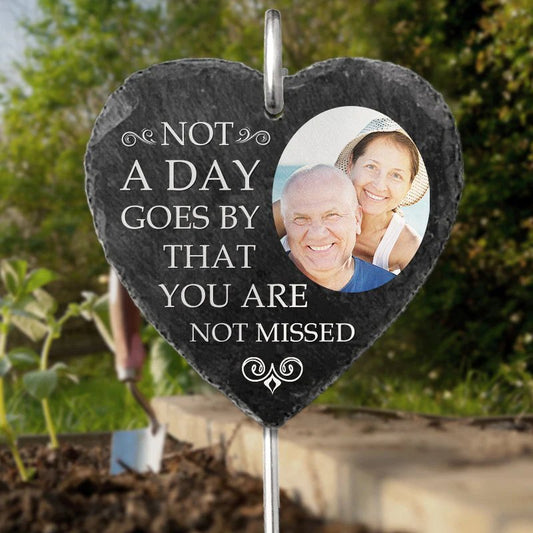 Family - Not A Day Goes By That You Are Not Missed - Personalized Memorial Garden Slate & Hook - The Next Custom Gift