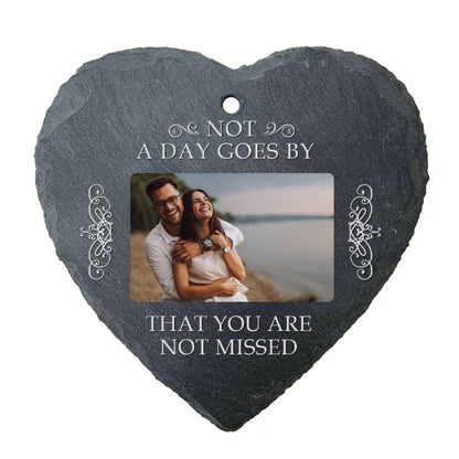 Family - Not A Day Goes By That You Are Not Missed - Personalized Memorial Garden Slate & Hook - The Next Custom Gift