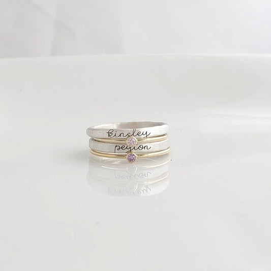 Family - Stackable Name Rings - Personalized Rings (BU) - The Next Custom Gift