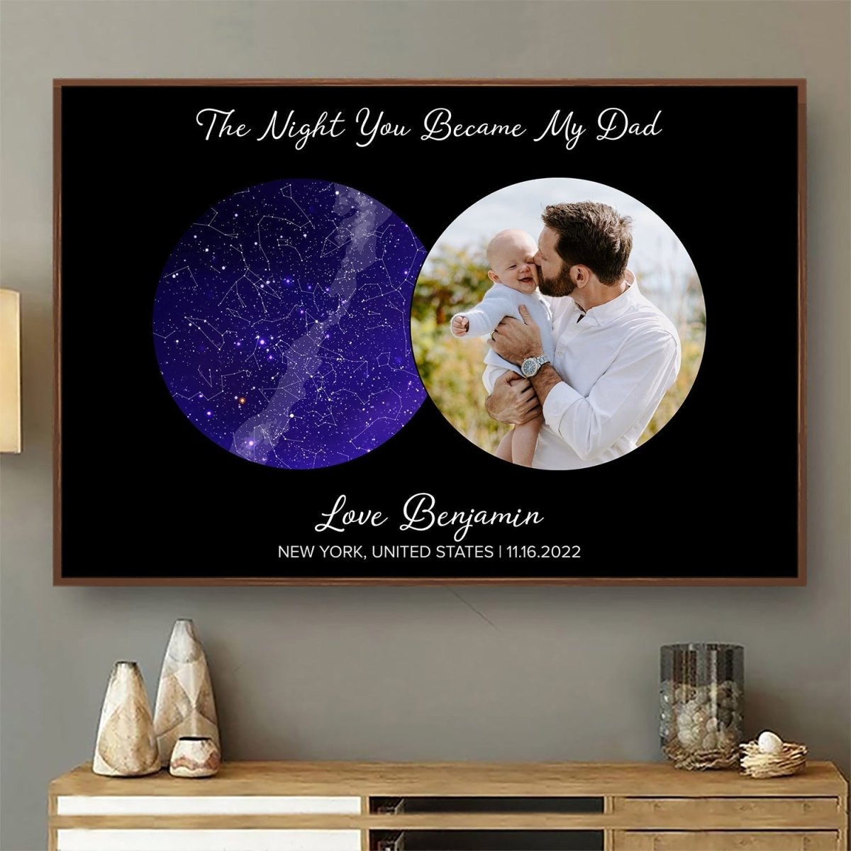 Family - Star Map Custom Photo The Night You Became My Dad - Personalized Poster - The Next Custom Gift