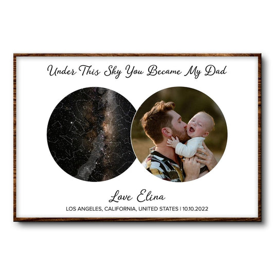 Family - Star Map Custom Photo The Night You Became My Dad - Personalized Poster - The Next Custom Gift
