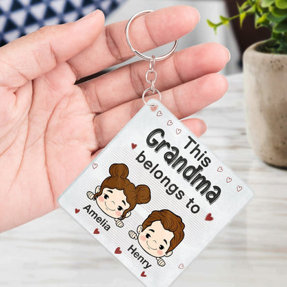 Family - This Grandma Belongs To - Personalized Acrylic Keychain - The Next Custom Gift