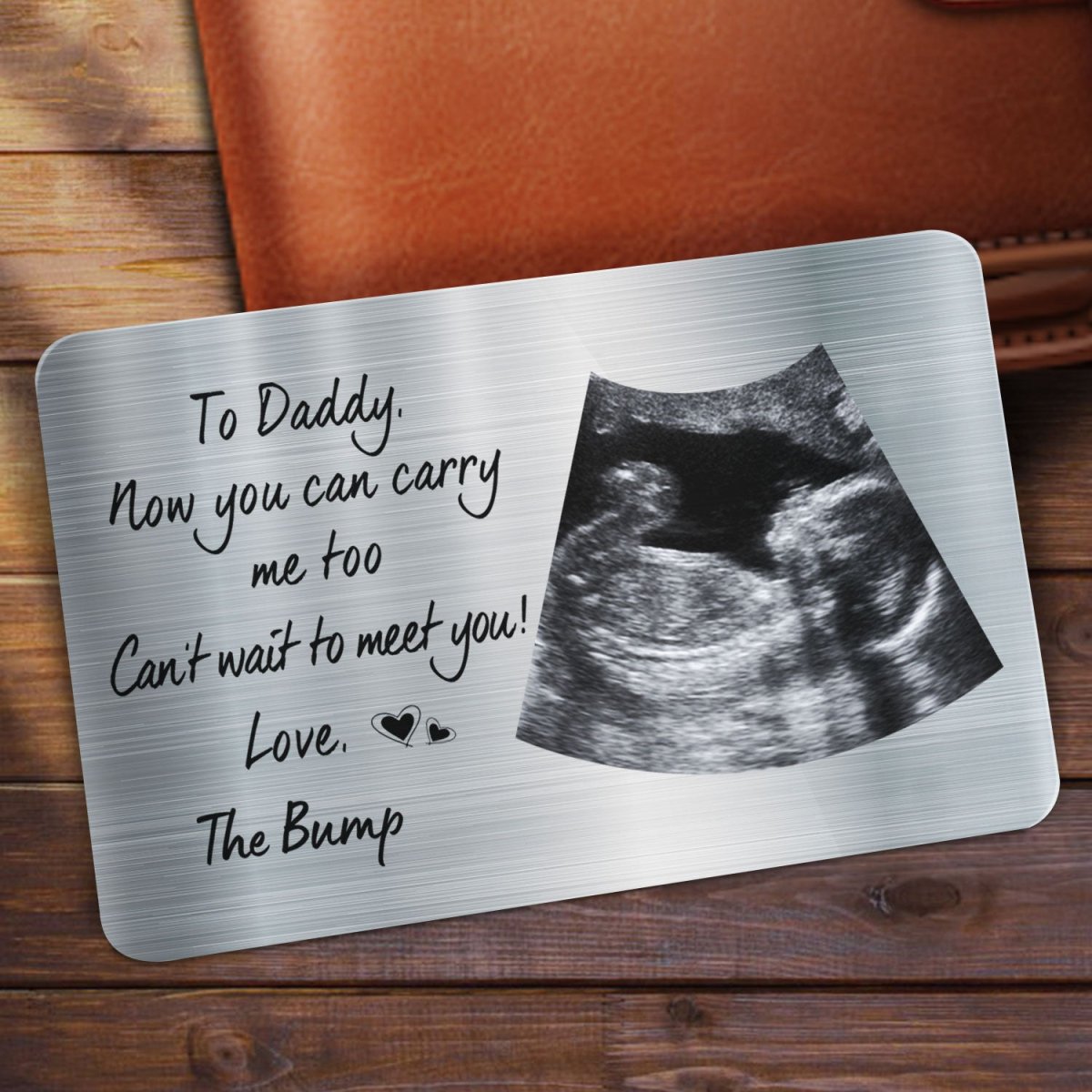 Family - To Daddy Now You Can Carry Me Too - Personalized Photo Aluminum Wallet Card - The Next Custom Gift