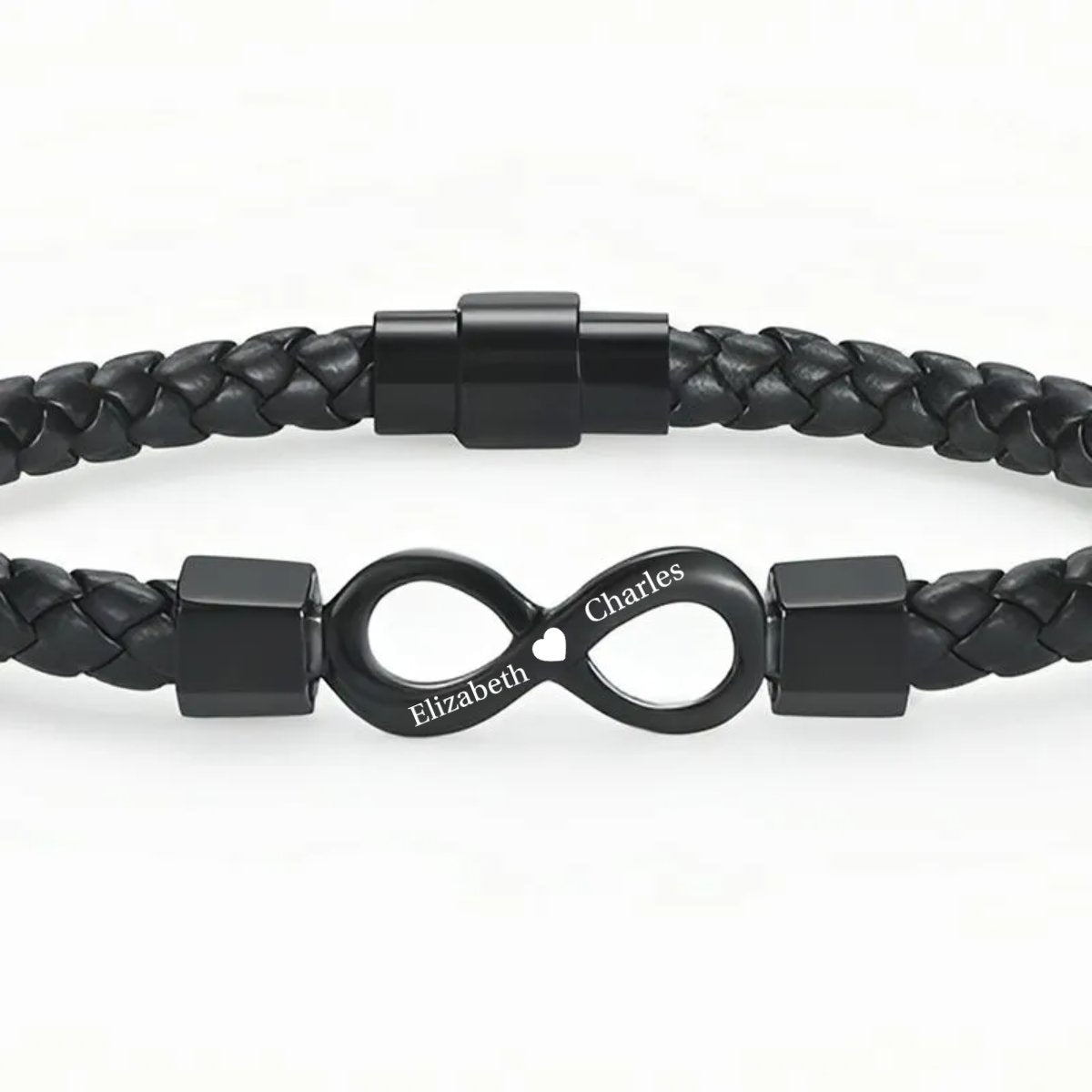 Family - To My Man - Personalized Dual Name Infinity Leather Bracelet (HJ) - The Next Custom Gift