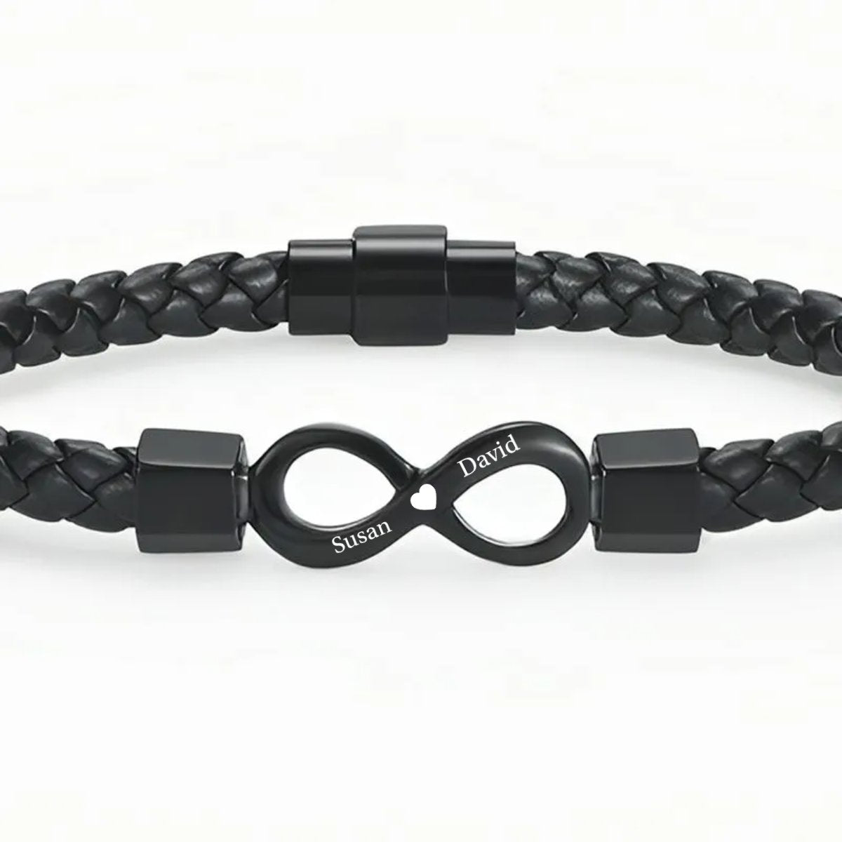 Family - To My Man - Personalized Dual Name Infinity Leather Bracelet (HJ) - The Next Custom Gift