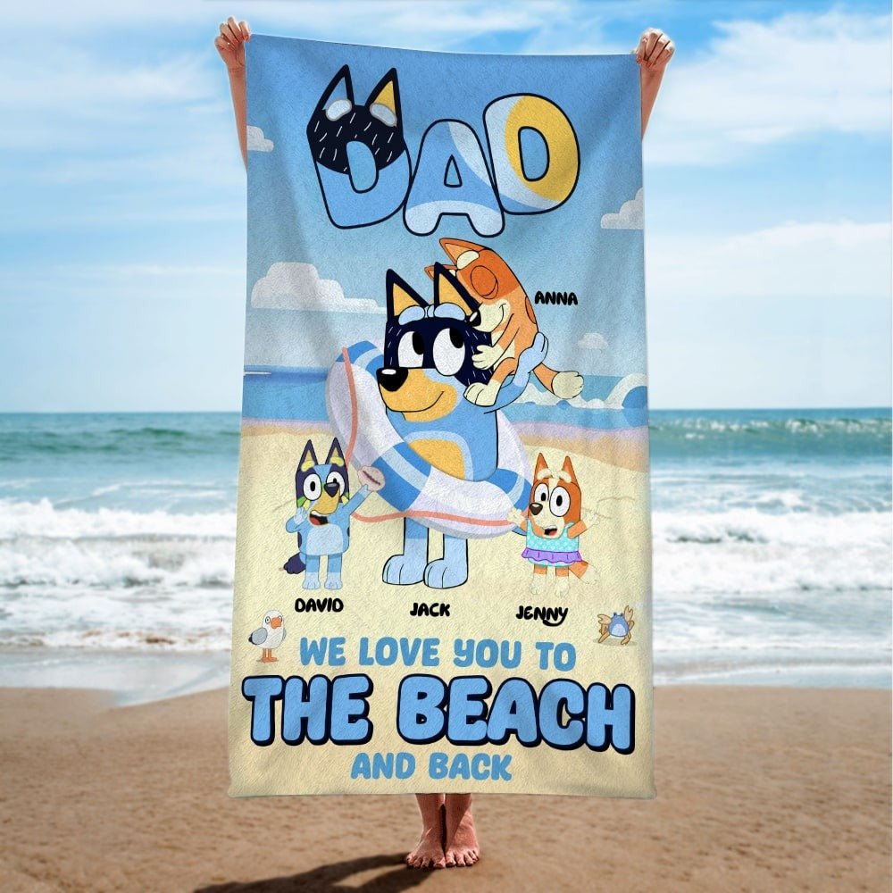 Family - We Love You To The Beach And Back - Personalized Beach Towel - The Next Custom Gift