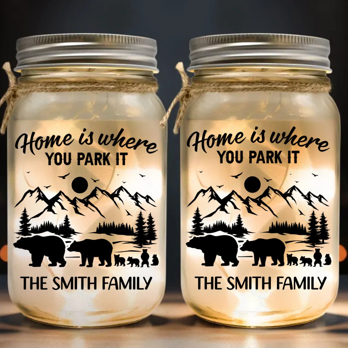 Family - Welcome To Our Cabin - Personalized Mason Jar Light - The Next Custom Gift