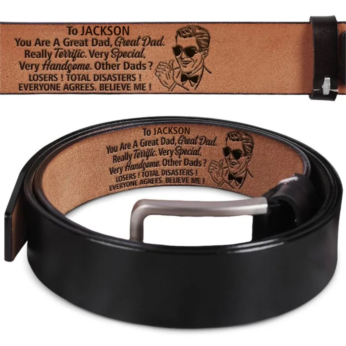 Family - You Are A Great Dad - Personalized Engraved Leather Belt (LH) - The Next Custom Gift