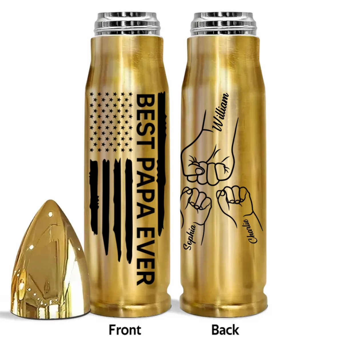 Father - Best Dad Papa - Personalized Bullet Tumbler - The Next Custom Gift