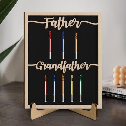 Father - Color Light Siber - Personalized Wooden Plaque - The Next Custom Gift