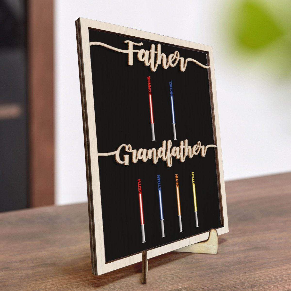 Father - Color Light Siber - Personalized Wooden Plaque - The Next Custom Gift
