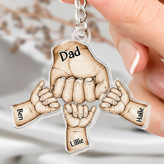 Father - Dad Hand Bumps - Personalized Acrylic Keychain - The Next Custom Gift