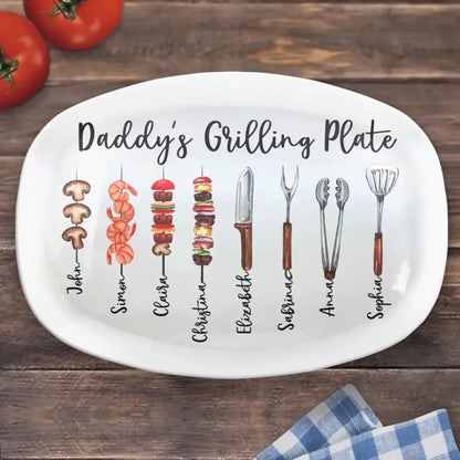 Father - Daddy Grilling Master - Personalized Plate - The Next Custom Gift