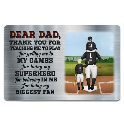 Father - Dear Dad Thank You For Teaching Me - Personalized Aluminum Wallet Card (HL) - The Next Custom Gift