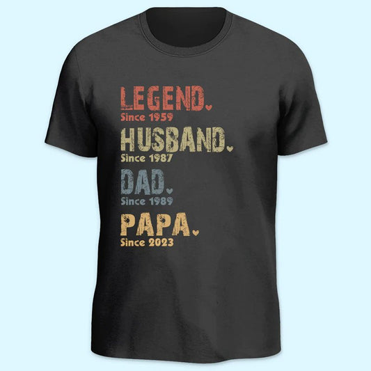 Father - Legend, Husband, Dad And Papa Since - Personalized Shirt (VT) - The Next Custom Gift