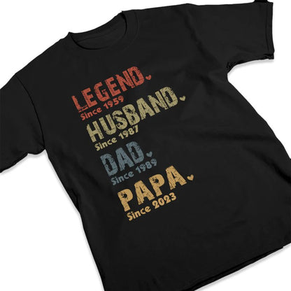 Father - Legend, Husband, Dad And Papa Since - Personalized Shirt (VT) - The Next Custom Gift