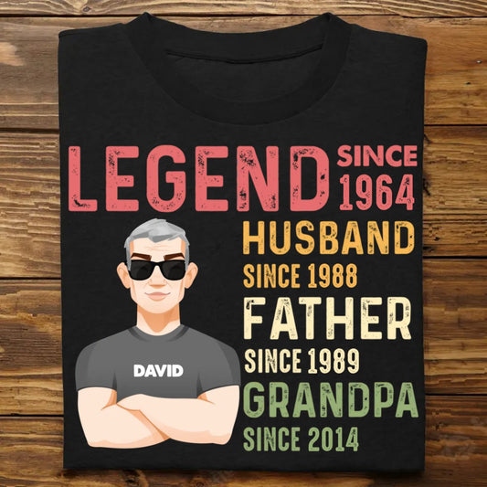 Father - Legend Husband Daddy Grandpa - Personalized Unisex T - shirt - The Next Custom Gift