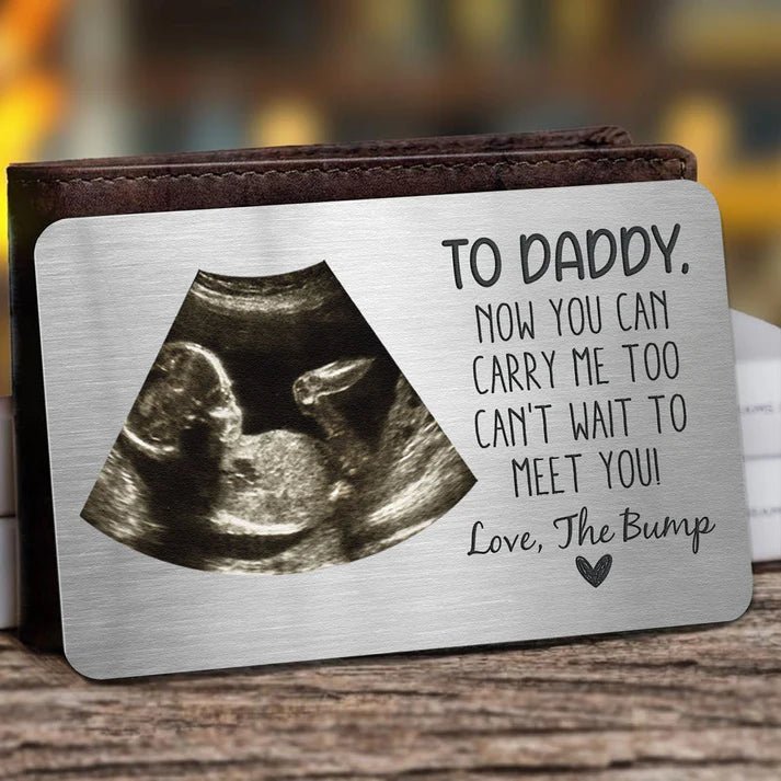 Father - To Daddy Now You Can Carry Me Too - Personalized Photo Aluminum Wallet Card (HL) - The Next Custom Gift