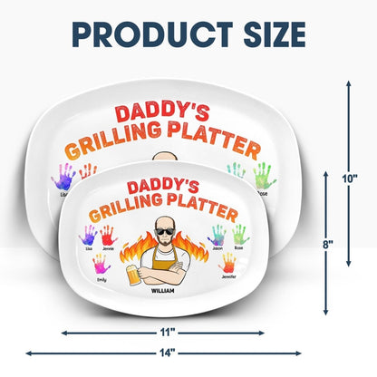 Father's Day - Daddy's Grilling Platter - Personalized Plate (HJ) - The Next Custom Gift