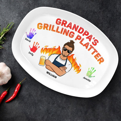 Father's Day - Daddy's Grilling Platter - Personalized Plate (HJ) - The Next Custom Gift