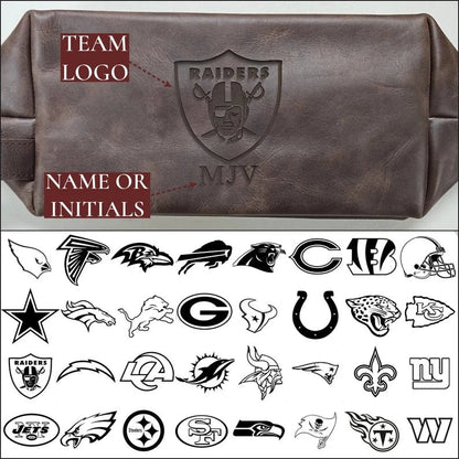 Father's Day - Leather Toiletry Bag Men's For Football Players - Personalized Leather Toiletry Bag - The Next Custom Gift