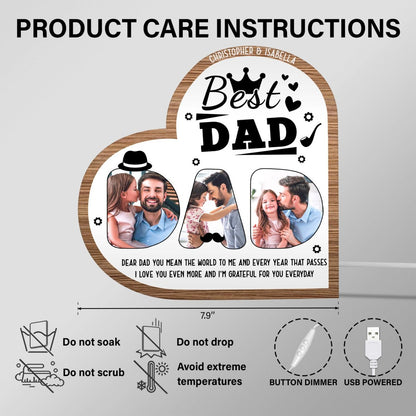 Father's Day - Our Daddy Is Our Hero - Personalized Shaped Photo Light Box - The Next Custom Gift