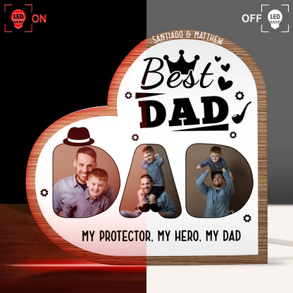 Father's Day - Our Daddy Is Our Hero - Personalized Shaped Photo Light Box - The Next Custom Gift