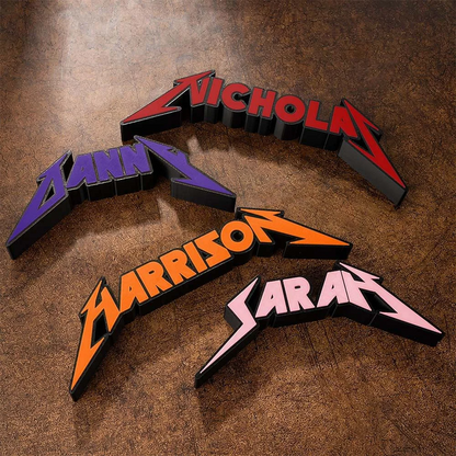 Personalised Heavy Metal Font 3D Printed Name Sign Display Desk Decor Birthday Gift for Metal Rock Lover