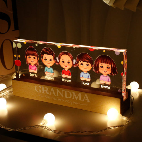 Polka Dot Grandma Mom We Love You Personalized LED Night Light