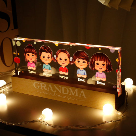 Polka Dot Grandma Mom We Love You Personalized LED Night Light