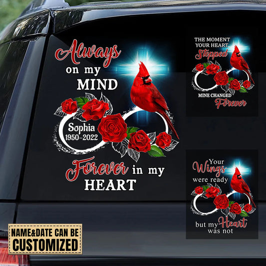 Personalized Family Loss Cardinal Rose Infinite Love Decal Memorial Gift