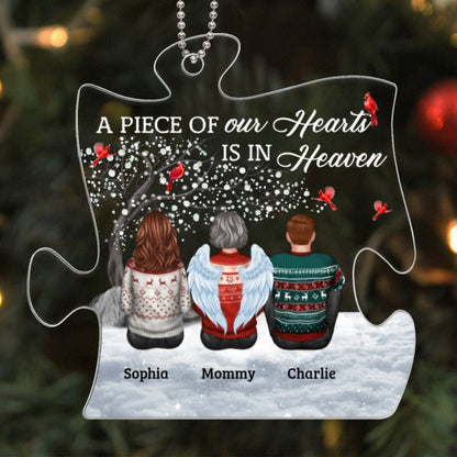 A Piece Of Our Hearts Is In Heaven Remembrance Memorial Keepsake Sympathy Gift Christmas Personalized Acrylic Ornament