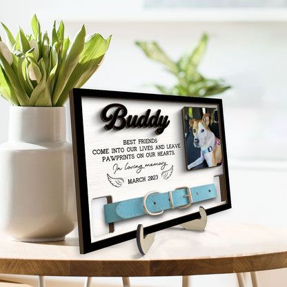 Pet Loss Dog Cat Photo Memorial Remembrance Gift Pet Collar Keepsake Personalized Wooden Pet Collar Holder