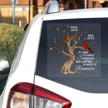 Hard To Forget Someone Cardinal Family Memorial Remembrance Personalized Decal