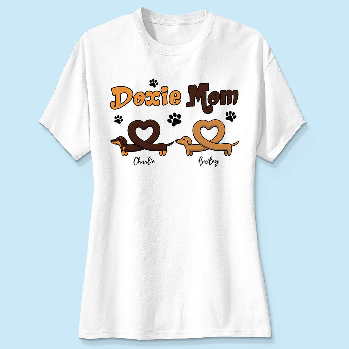 Doxie Mom Cute Heart Dachshunds Personalized Shirt