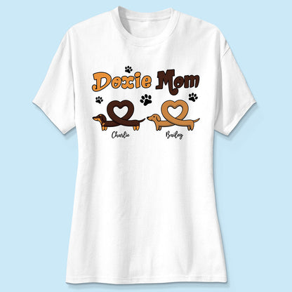Doxie Mom Cute Heart Dachshunds Personalized Shirt