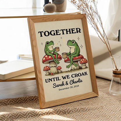 Together Until We Croak Frog Couple Vintage Anniversary Gift Personalized Poster