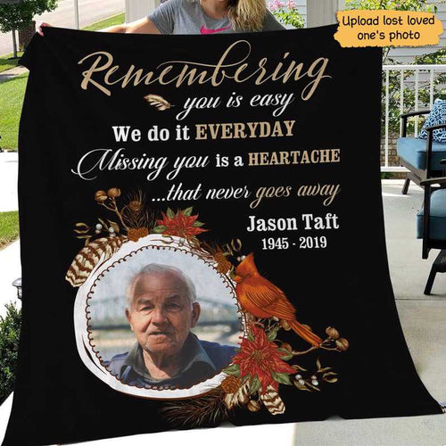 Missing You Is Heartache - Photo Memorial Personalized Fleece Blanket