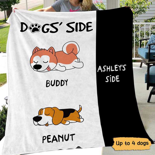 My Side My Dogs' Side Personalized Fleece Blanket
