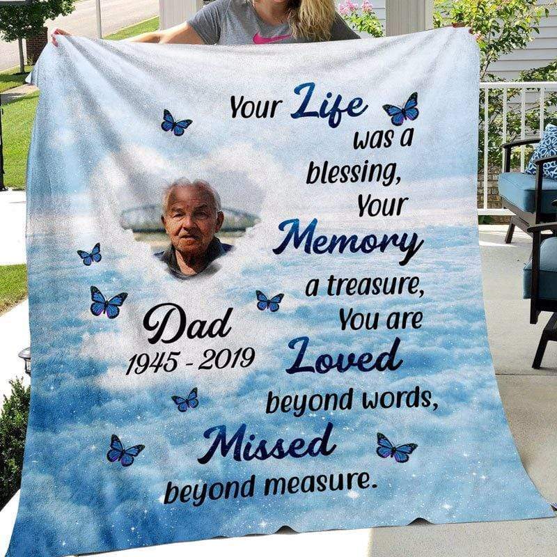 Your Life Was A Blessing Memorial Personalized Fleece Blanket