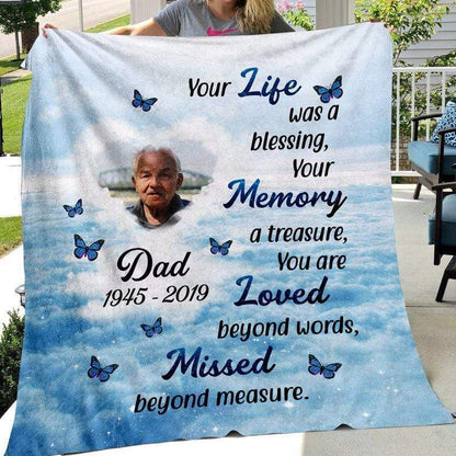 Your Life Was A Blessing Memorial Personalized Fleece Blanket