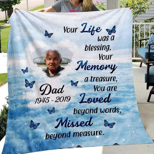 Your Life Was A Blessing Memorial Personalized Fleece Blanket