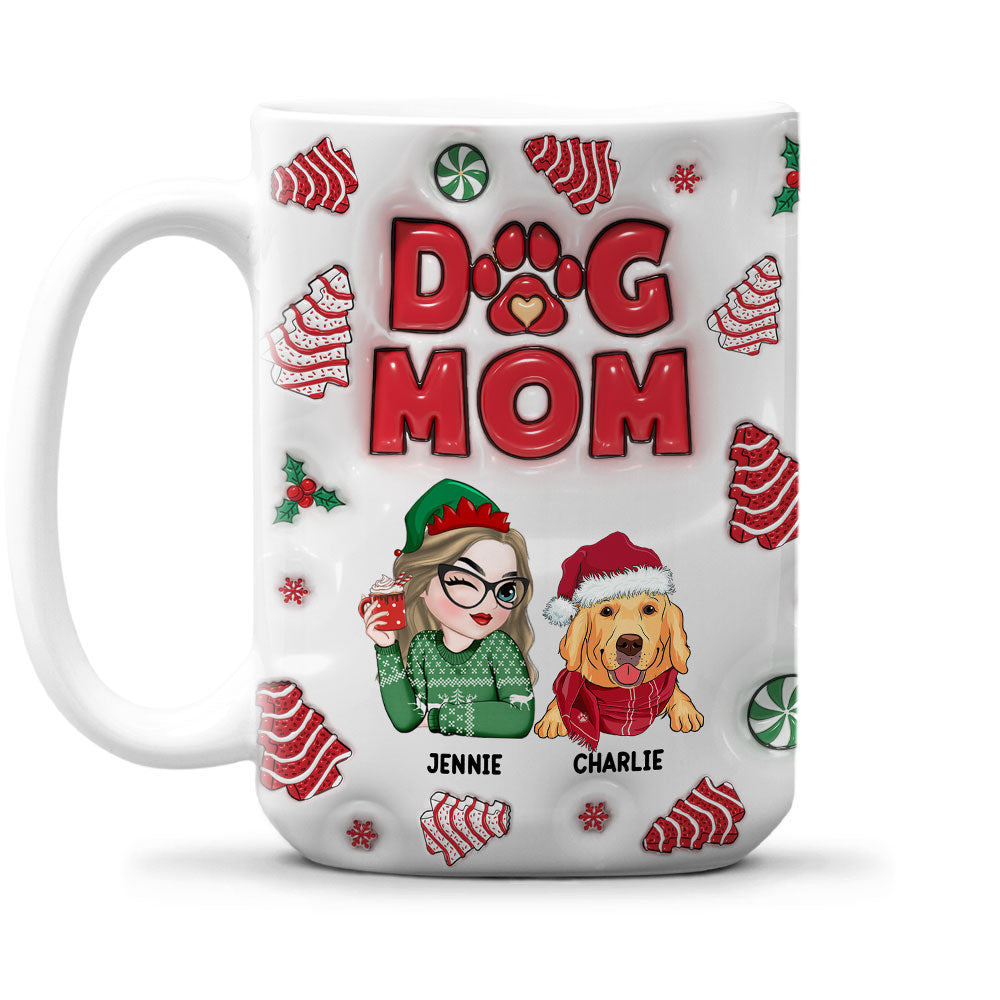 Dog Mom Christmas Cake - Personalized Custom 3D Inflated Effect Mug