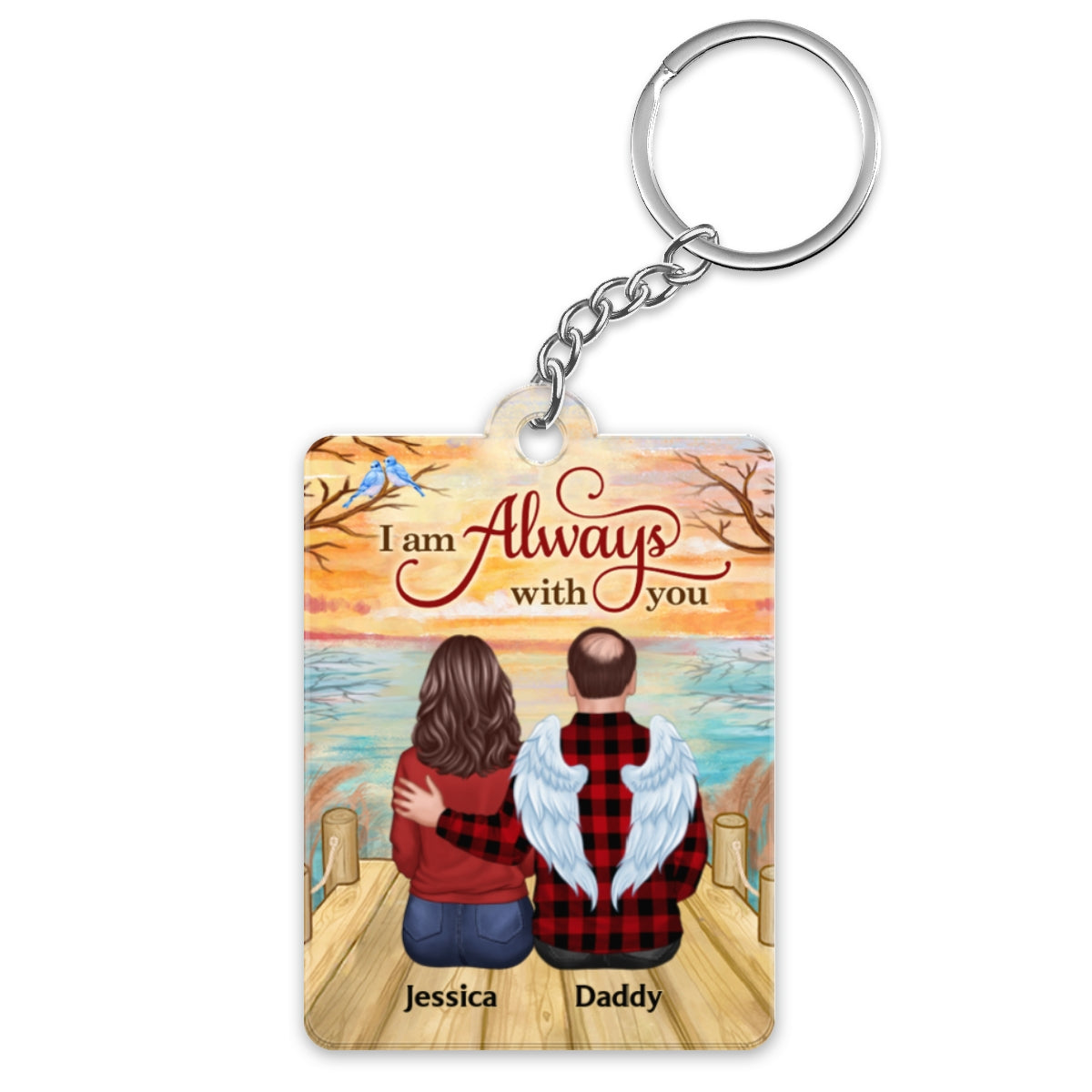 Lake View Always With You Family Members Memorial Remembrance Gift Personalized Acrylic Keychain