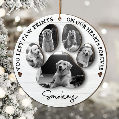 You Left Paw Prints On Our Hearts Photo Inserted Personalized 2-Layer Wooden Ornament
