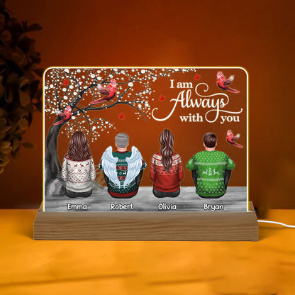 Cardinals Blossom Tree Always With You Family Memorial Remembrance Gift Christmas Personalized Custom Shape Acrylic Plaque Warm LED Night Light