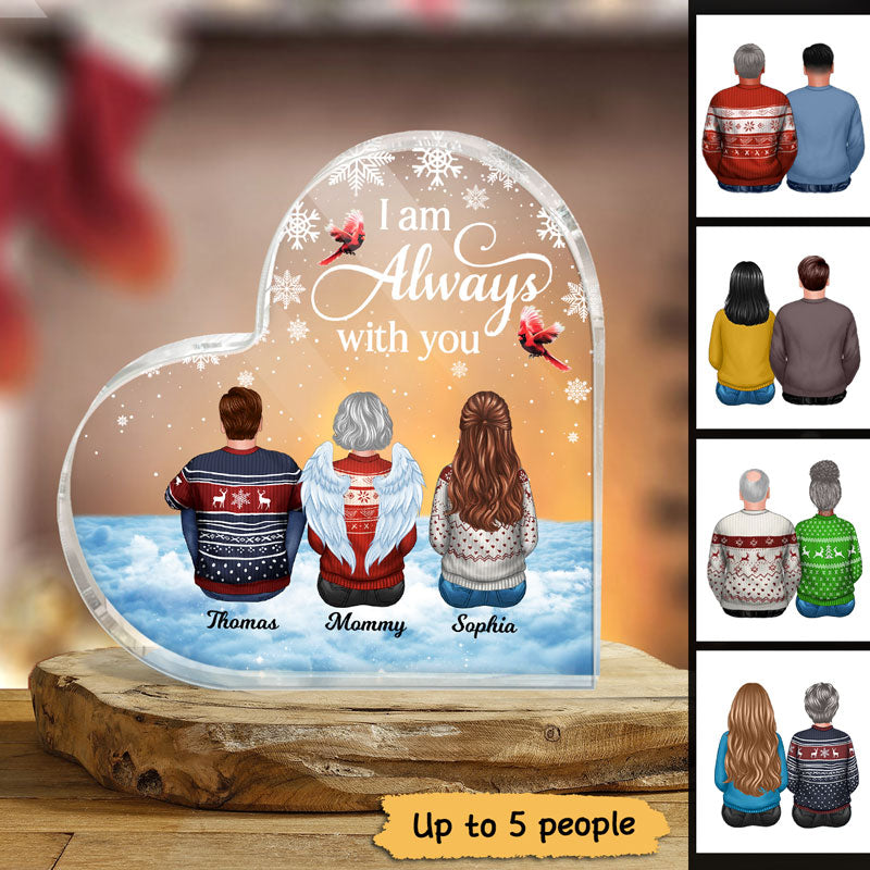 Always With You In Snow Background Personalized Acrylic Heart Plaque