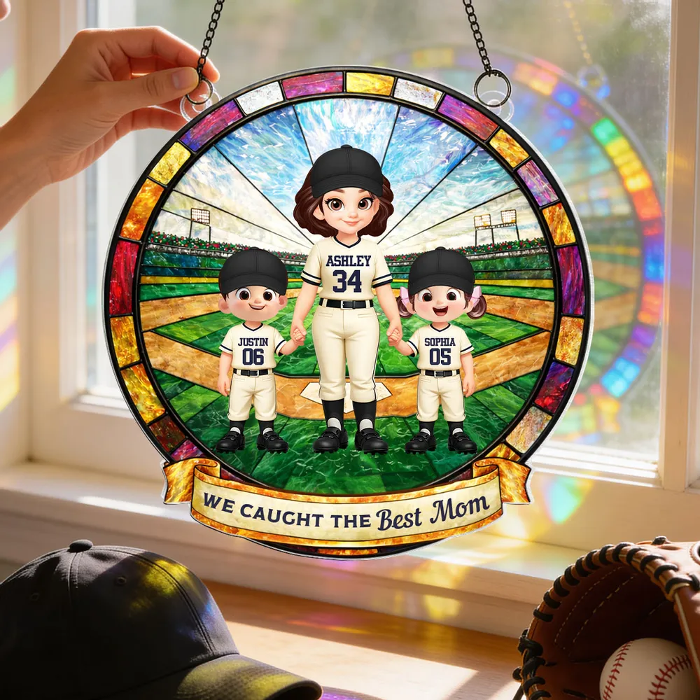 We Caught the Best Baseball Mom - Personalized Suncatcher - Sentimental Mother's Day Gift for Mom, Wife