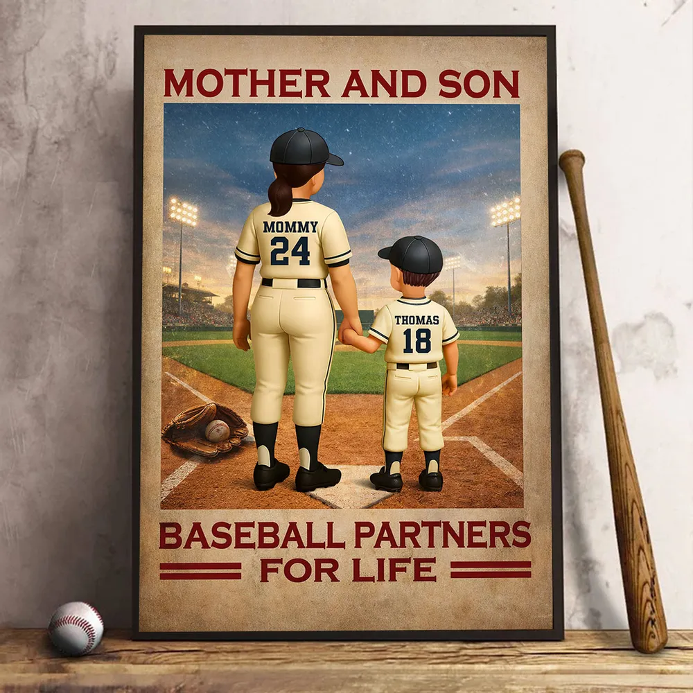 Mother And Son Baseball Partners For Life - Personalized Poster - Mother's Day Gift, Gift For Mom