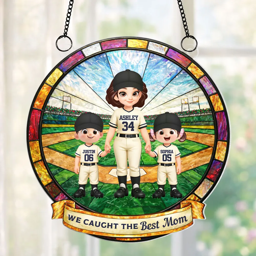 We Caught the Best Baseball Mom - Personalized Suncatcher - Sentimental Mother's Day Gift for Mom, Wife